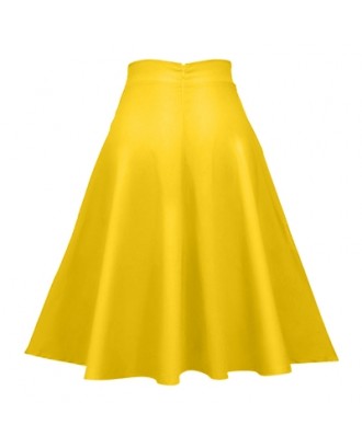 Women Skirt Dog Printed Loose Fold A-line High Waist Zipper