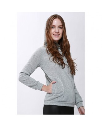 Solid Color Long Sleeve Hoodie For Women