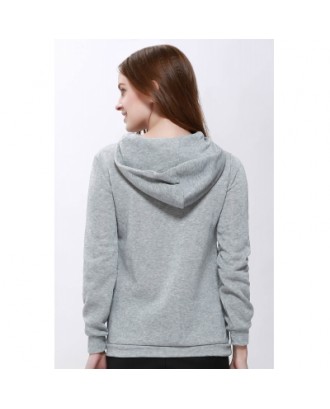 Solid Color Long Sleeve Hoodie For Women